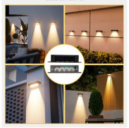 Amorly 4 Pack Solar Powered Outdoor Wall Lights, Dusk To Dawn 1Led Convex Lens Warm Light, Waterproof Decor Lamp For Fencing, Decking - thumbnail 2