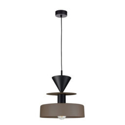 Luminosa Lighting Luminosa Valia Dome Pendant Ceiling Light Black, Brown 1X E27 - thumbnail 1