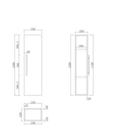 Rinse Bathrooms 1200mm Gloss Grey Wall Mounted Tall Unit Bathroom Storage Cabinet Unit Flat Packed - thumbnail 5