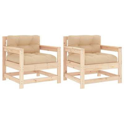 Berkfield Rustic Garden Chairs With Cushions 2 Pcs Solid Wood Pine