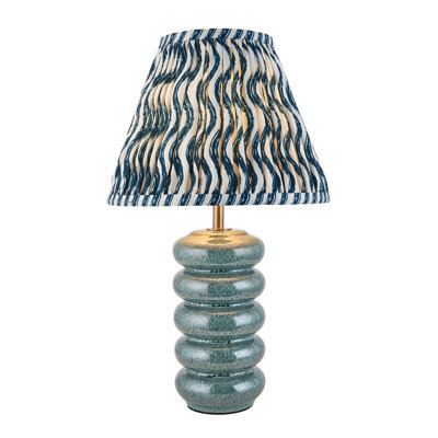 Luminosa Lighting Luminosa Squash Ocean Spray Glaze Table Lamp With Marlin Blue Fabric Ripple Shade 25Cm B22 - image 1
