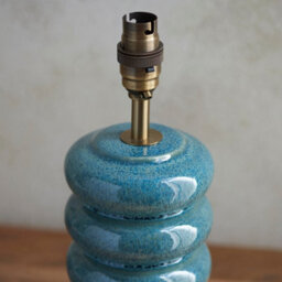 Luminosa Lighting Luminosa Squash Ocean Spray Glaze Table Lamp With Marlin Blue Fabric Ripple Shade 25Cm B22 - thumbnail 4