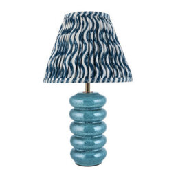 Luminosa Lighting Luminosa Squash Ocean Spray Glaze Table Lamp With Marlin Blue Fabric Ripple Shade 25Cm B22 - thumbnail 7