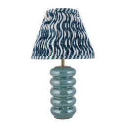 Luminosa Lighting Luminosa Squash Ocean Spray Glaze Table Lamp With Marlin Blue Fabric Ripple Shade 25Cm B22 - thumbnail 6