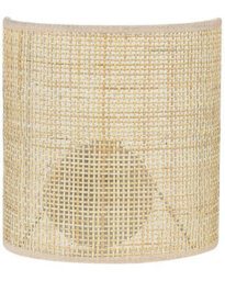 Beliani Natural Rattan Wall Lamp 22Cm Half-Drum Shade - Boho Rustic Bedroom Light - thumbnail 2