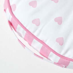 Homescapes Pink Hearts & Stripes Round Floor Cushion - thumbnail 4