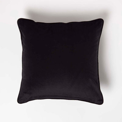 Homescapes Black Filled Velvet Cushion With Piped Edge 46 X 46 Cm - image 1