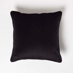 Homescapes Black Filled Velvet Cushion With Piped Edge 46 X 46 Cm