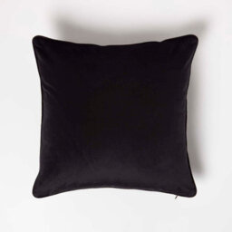 Homescapes Black Filled Velvet Cushion With Piped Edge 46 X 46 Cm - thumbnail 3