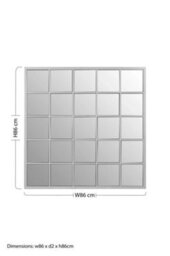 Orsina Medium Silver Grid Wall Mirror, Sleek Stainless Steel Frame Mirror, Modern Square Wall Mirror For Living Room - thumbnail 7