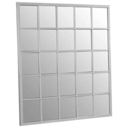 Orsina Medium Silver Grid Wall Mirror, Sleek Stainless Steel Frame Mirror, Modern Square Wall Mirror For Living Room - thumbnail 2