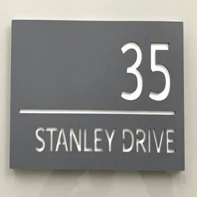 One of a Kind Design UK One Of A Kind Uk Modern Personalised House Sign Door Plaque-Grey - image 1