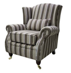 Fireside Wing Chair Gleneagles Stripe Nutmeg Fabric High Back Armchair - thumbnail 2