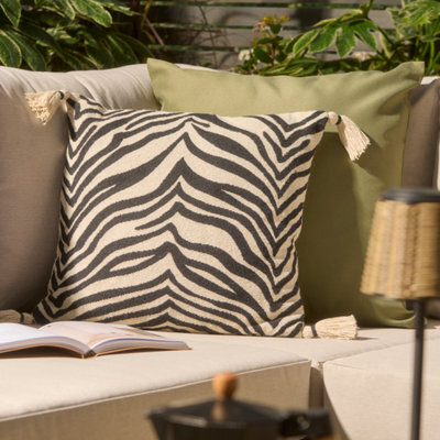 Candlelight Zebra Black & White Print Effect Indoor & Outdoor Cushion (W)43Cm