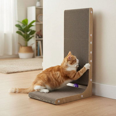 Skylos L Shaped 68Cm Cat Scratching Board With Ball Toy Wall Furniture - image 1