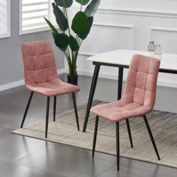 Set Of 2 Faux Suede Leather Dining Chairs Henri Pink By Mcc Direct