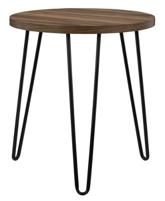 Dorel Dhp Owen Small Round End Table In Walnut Look With Metal Legs - image 1