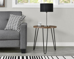 Dorel Dhp Owen Small Round End Table In Walnut Look With Metal Legs - thumbnail 4