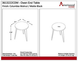 Dorel Dhp Owen Small Round End Table In Walnut Look With Metal Legs - thumbnail 3