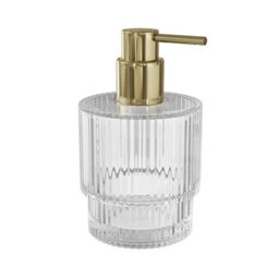 GoodHome Cavalla Transparent Ribbed Effect Glass Freestanding Soap Dispenser