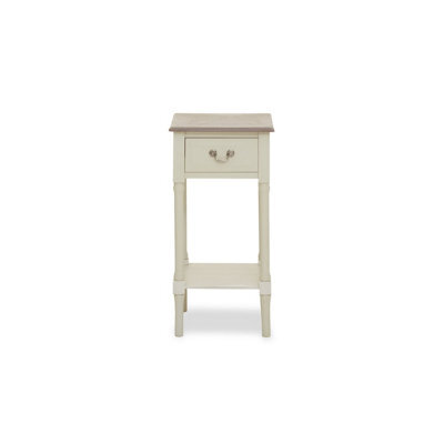Orsina Ivory Side Table With Drawer, Slim Night Stand End Table With Bottom Shelf, Bedside Night Table For Home - image 1