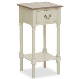 Orsina Ivory Side Table With Drawer, Slim Night Stand End Table With Bottom Shelf, Bedside Night Table For Home - thumbnail 2