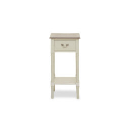 Orsina Ivory Side Table With Drawer, Slim Night Stand End Table With Bottom Shelf, Bedside Night Table For Home - thumbnail 1