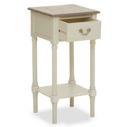 Orsina Ivory Side Table With Drawer, Slim Night Stand End Table With Bottom Shelf, Bedside Night Table For Home - thumbnail 3
