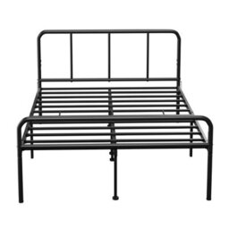 House Of Home Double Size Bed Frame Black Metal Rounded Headboard Easy Assembly Bed - thumbnail 6