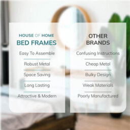 House Of Home Double Size Bed Frame Black Metal Rounded Headboard Easy Assembly Bed - thumbnail 7