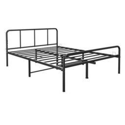 House Of Home Double Size Bed Frame Black Metal Rounded Headboard Easy Assembly Bed - thumbnail 8