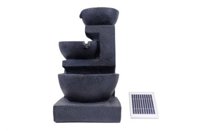 Gardenwize Outdoor Garden Solar Powered Cascading Black Ceramic Water Fountain Feature - image 1