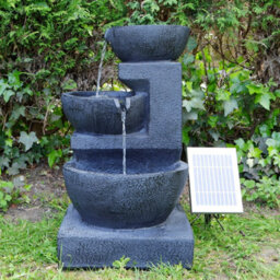 Gardenwize Outdoor Garden Solar Powered Cascading Black Ceramic Water Fountain Feature - thumbnail 4