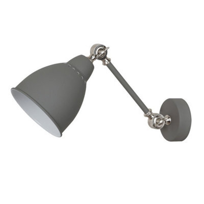 Luminosa Lighting Luminosa Industrial And Retro Dome Wall Lamp Grey 1 Light , E27