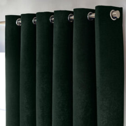 Luxury Living Chenille Blackout Eyelet Curtains Thermal Triple Weave Pair Green - thumbnail 2