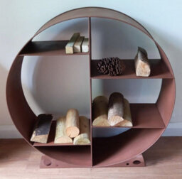 Inspirational Gifting Large Steel Round Log Store & Shelves Metal Log Holder Log Storage In Rustic 80Cm - thumbnail 4