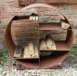 Inspirational Gifting Large Steel Round Log Store & Shelves Metal Log Holder Log Storage In Rustic 80Cm