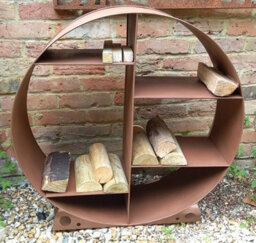 Inspirational Gifting Large Steel Round Log Store & Shelves Metal Log Holder Log Storage In Rustic 80Cm - thumbnail 2