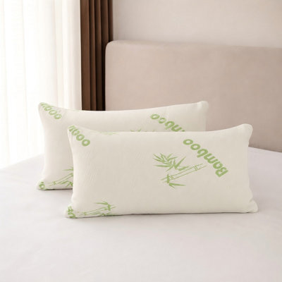 2 Pack Bamboo Memory Foam Pillows With Cooling Breathable Cover 74 X 48Cm - image 1