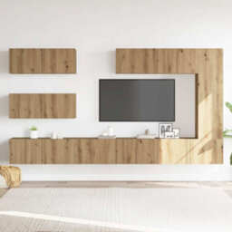 Berkfield 7 Piece Tv Cabinet Set Wall-Mounted Artisan Oak Engineered Wood - thumbnail 3