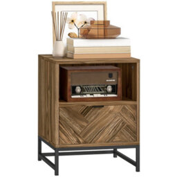 Homcom Bedside Table, Sofa Side Table With Drawer For Bedroom, Brown - thumbnail 2