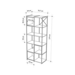 Decortie Modern Vale Midi Bookcase Display Unit 5-Tier Metal Frame 3 Adjustable Shelf 18mm Engineered Wood (Black Wood, Cinnamon) - thumbnail 3