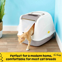 Cat Centre.Direct Cat Centre Flip Hooded Litter Tray With Carbon Filter And Scoop Grey - thumbnail 5