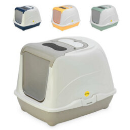 Cat Centre.Direct Cat Centre Flip Hooded Litter Tray With Carbon Filter And Scoop Grey