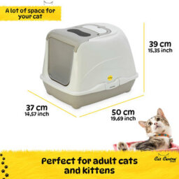 Cat Centre.Direct Cat Centre Flip Hooded Litter Tray With Carbon Filter And Scoop Grey - thumbnail 3