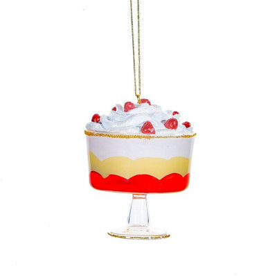 Sass & Belle Christmas Trifle Shaped Glass Hanging Ornament, 8 X 6 Cm, Gloss Finish, Multicolour