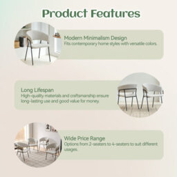 Sonara Modern Set Of 2 Dining Chairs With Ergonomic Armrests, Linen Upholstery And Powder-Coated Steel Frame - thumbnail 6