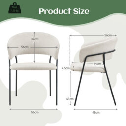 Sonara Modern Set Of 2 Dining Chairs With Ergonomic Armrests, Linen Upholstery And Powder-Coated Steel Frame - thumbnail 7