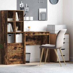 Berkfield Smoked Oak Writing Desk Smoked Oak Mdf 70 X 40 X 76 Cm Durable - thumbnail 1