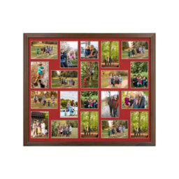 AK Frames 80X70Cm Walnut Classic Multi Photo Frame With Crimson Mount - Holds 20 Apertures (18X) 6X4, (2X) 4X4 Photos